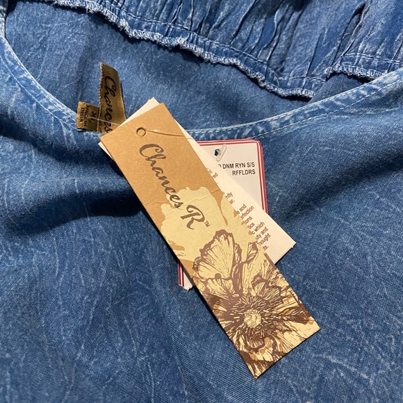 Chances T Linen Stonewashed Blue Babydoll Dress - Picture 9 of 10